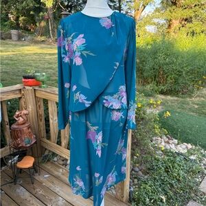 I.Magnin teal vintage 2 Pcs top skirt Womens Set see pics for measurements 4 6 8